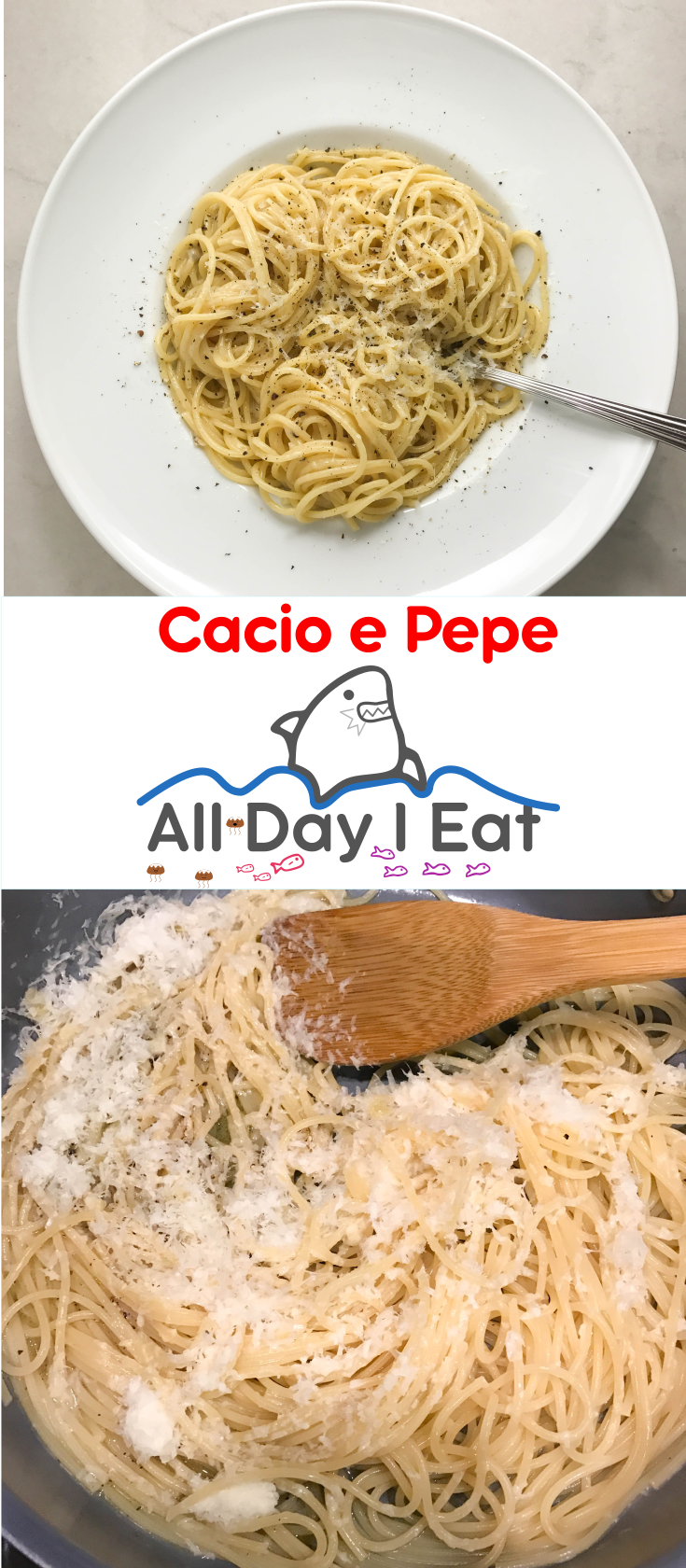 Cacio e Pepe (Roman pasta with Pecorino cheese and pepper). Easy and edible in <20 minutes! With fresh cheese and fresh pepper this makes a killer dinner! | www.alldayieat.com