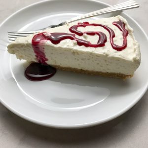 slice of greek yogurt cheesecake angle