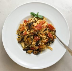 Fettuccine with Roasted Eggplant and Tomato