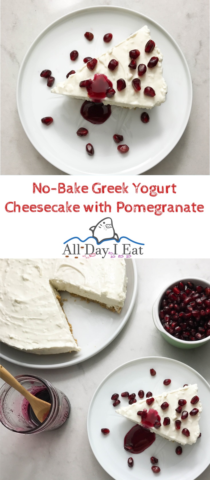 No-Bake Greek Yogurt Cheesecake with Pomegranate so good you'll want to eat it all up yourself!