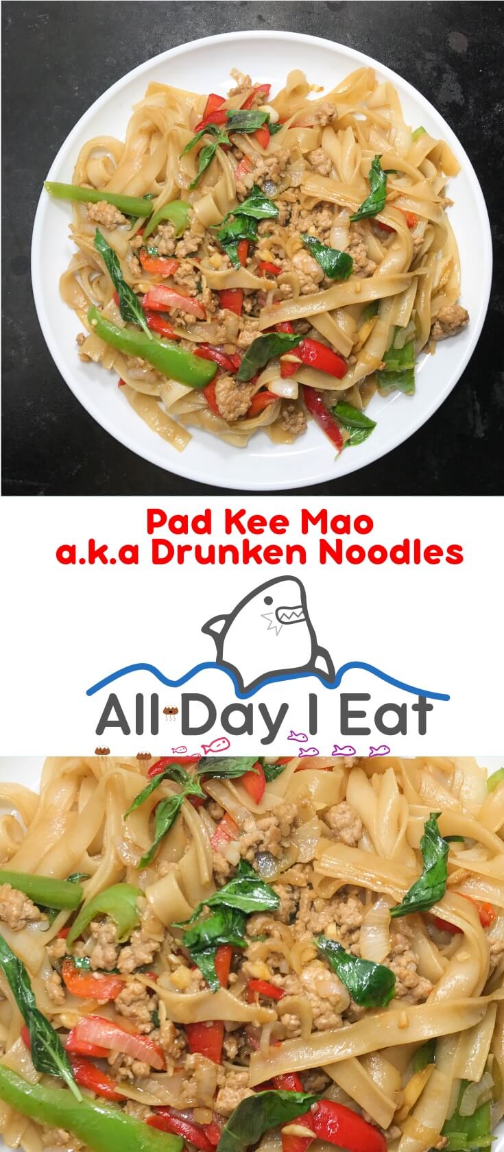 Pad Kee Mao a.k.a drunken noodles! One of the tastiest and most comforting Thai Stir Frys you can make, and it's super easy!! | www.alldayieat.com