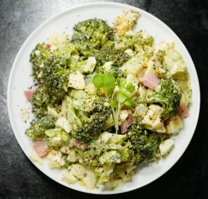 Japanese Style Broccoli Salad with Egg and Ham