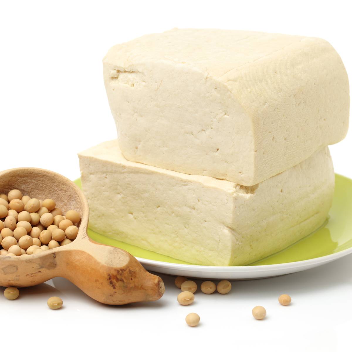 White firm textured tofu made from soybean