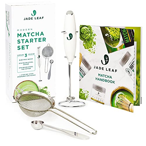 Jade Leaf Modern Matcha Starter Set - Electric Matcha Whisk + Milk Frother, 