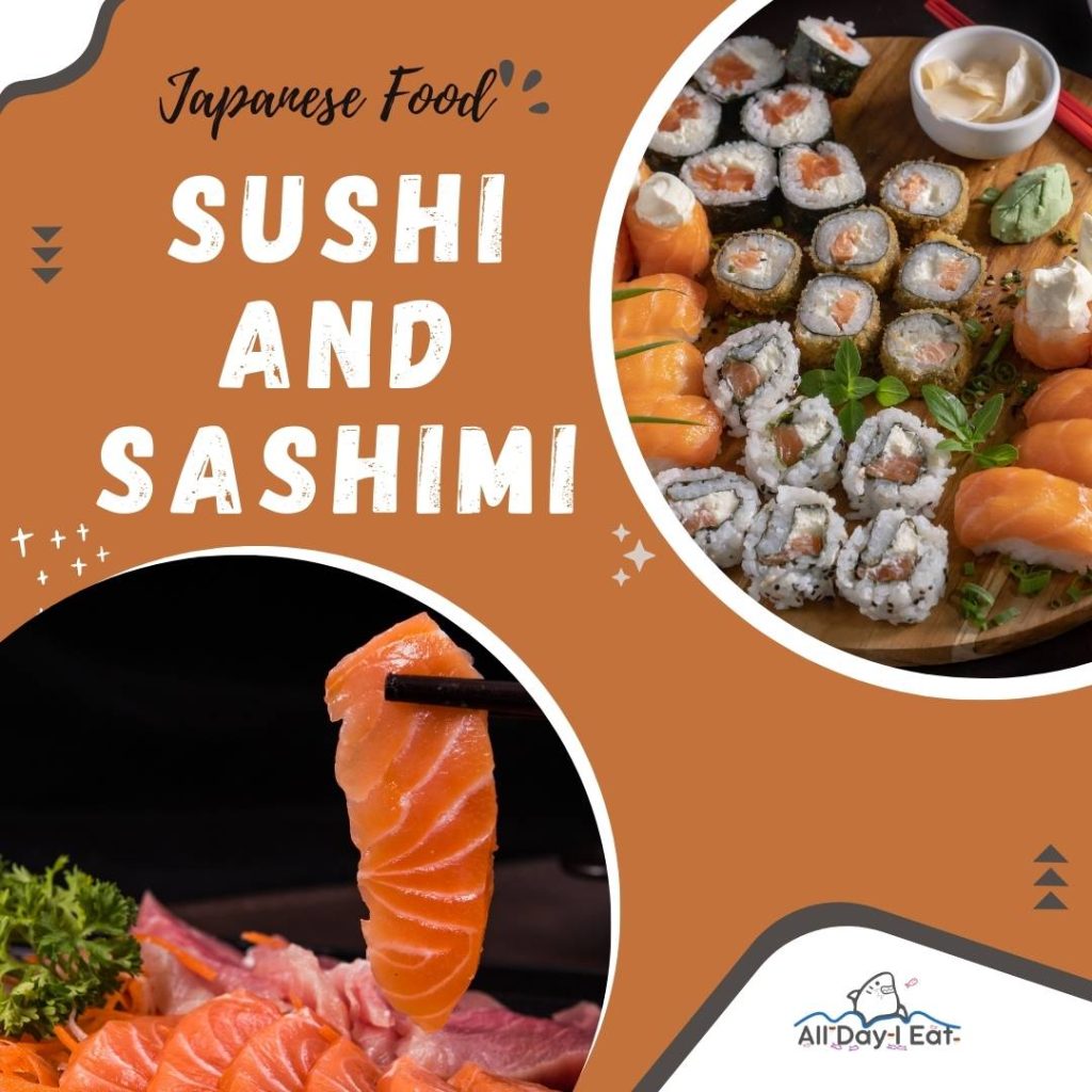 Japanese food sushi and sashimi.