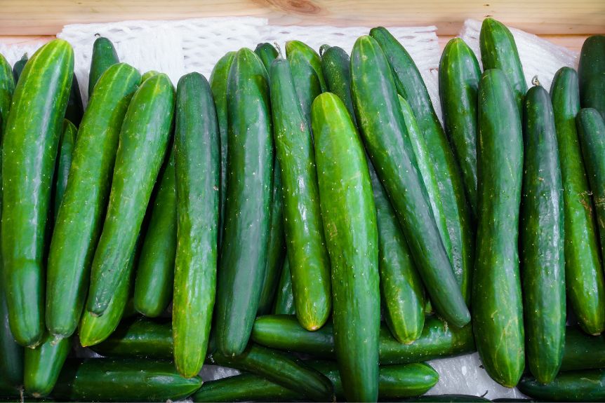 A stack of Japanese cucumbers.