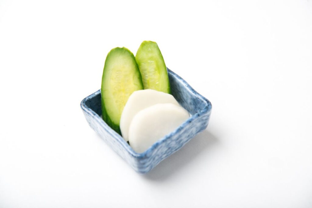 Japanese pickles in a small bowl