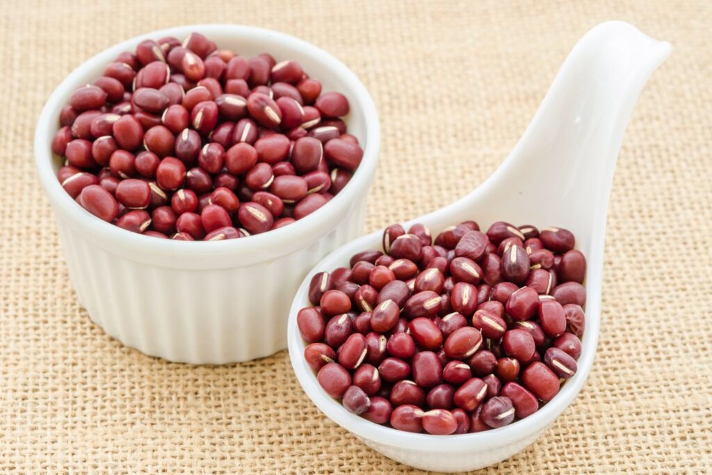 azuki beans in a bowl and scooper