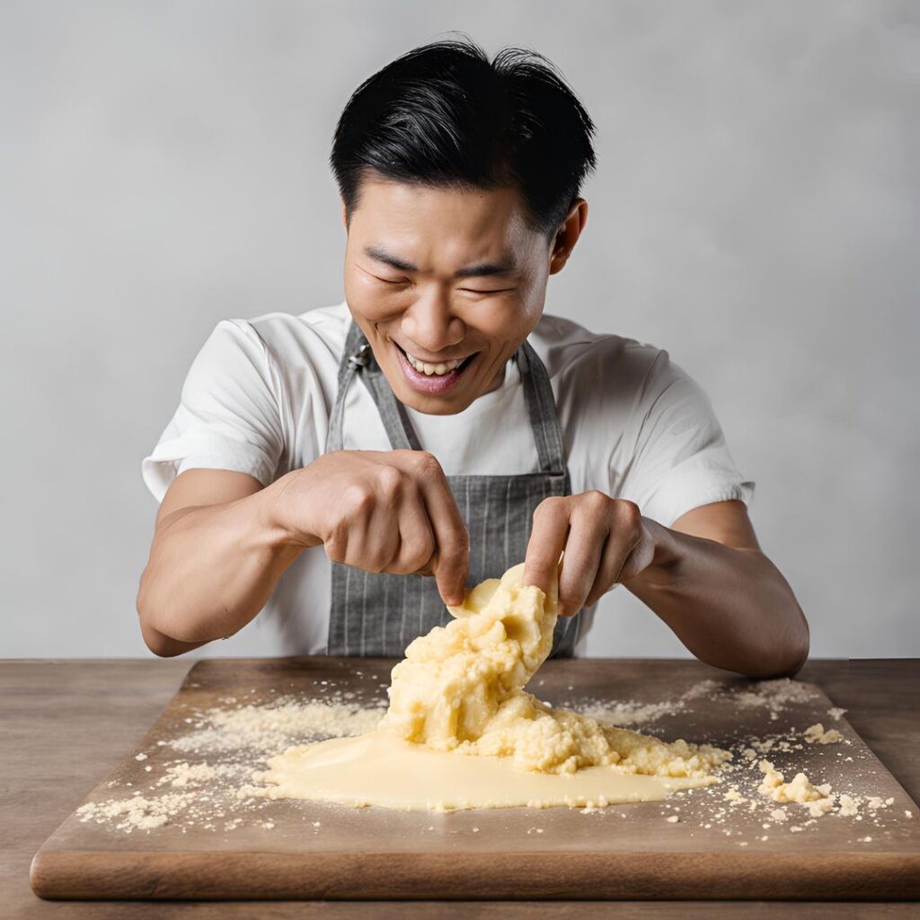 man making koji butter
